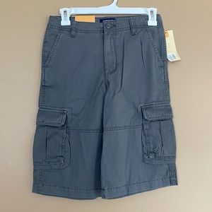 Gray Cargo Shorts with Adjustable Waist